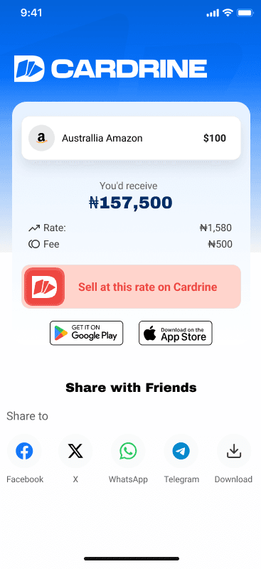 Cardrine share screen for sending app access