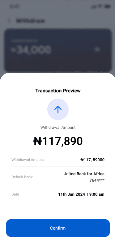 Cardrine transaction preview showing gift card sale details